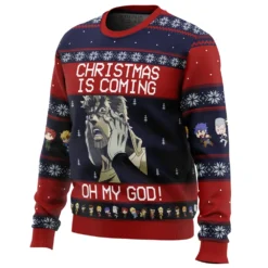 Jojo’s Bizarre Adventure Joseph Joestar Oh My God Ugly Christmas Sweater -Cheap Sweater Store 35666 men sweatshirt half front 3
