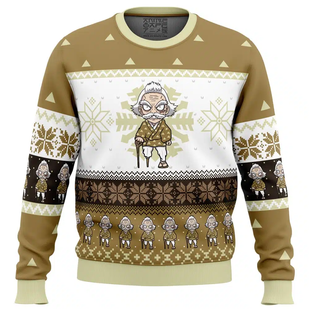 Chibi Christmas Jigoro Kuwajima Demon Slayer Ugly Christmas Sweater 3 Chibi Christmas Jigoro Kuwajima Demon Slayer Ugly Christmas Sweater