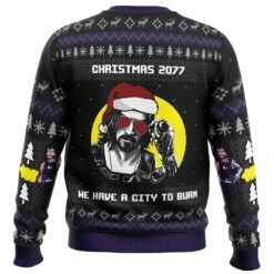 Christmas Cyberpunk 2077 Ugly Christmas Sweater -Cheap Sweater Store Christmas 2077 CF PC men sweatshirt BACK mockup