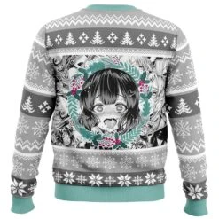 Christmas Anime Ahegao Ugly Christmas Sweater -Cheap Sweater Store Christmas Anime Ahegao men sweatshirt BACK mockup