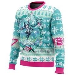 Christmas Symphony Hatsune Miku Ugly Christmas Sweater -Cheap Sweater Store Christmas Symphony Hatsune Miku men sweatshirt SIDE FRONT mockup