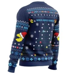 Christmas Tree Pac-Man Christmas Sweater -Cheap Sweater Store Christmas Tree Pac Man men sweatshirt SIDE BACK mockup