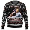 Hey Santa Do You Like Hue Lewis And Tue News American Psycho Ugly Christmas Sweater