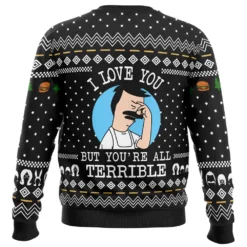 Cheap Sweater Store -Cheap Sweater Store I Love You but Bobs Burgers Ugly Christmas Sweater Sweater BACK mockup