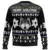 Merry Wolfmas Wolf Ugly Christmas Sweater -Cheap Sweater Store Merry Wolfmas PC Ugly Christmas Sweater front mockup