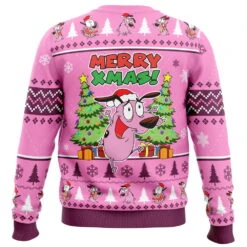 Merry Xmas Courage The Cowardly Dog Ugly Christmas Sweater -Cheap Sweater Store Merry Xmas Courage The Cowardly Dog Ugly Christmas Sweater BACK mockup