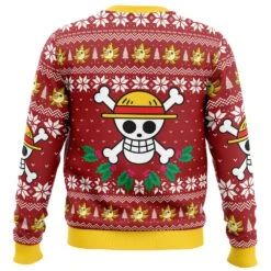 Monkey D Luffy Christmas One Piece Ugly Christmas Sweater -Cheap Sweater Store Monkey D Luffy Christmas OP Ugly Christmas Sweater BACK mockup