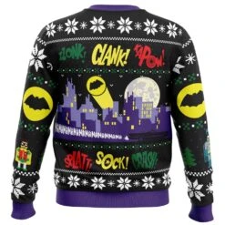 Nananana Christmas Batman DC Comics Ugly Christmas Sweater -Cheap Sweater Store Nananana Christmas Batman DC PC Ugly Christmas Sweater back mockup