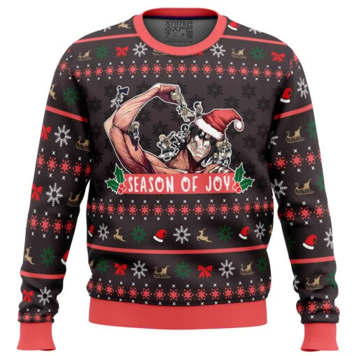 Season Of Joy Attack On Titan Ugly Christmas Sweater -Cheap Sweater Store Season of Joy Attack on Titan Ugly Christmas Sweater FRONT mockup