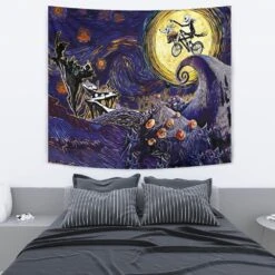 Starry Nightmare Before Christmas Tapestry -Cheap Sweater Store Starry Nightmare Before Christmas Tapestry Horizontal BED Mockup