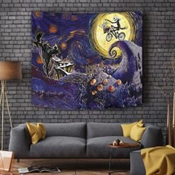 Starry Nightmare Before Christmas Tapestry -Cheap Sweater Store Starry Nightmare Before Christmas Tapestry Horizontal BRICK WALL