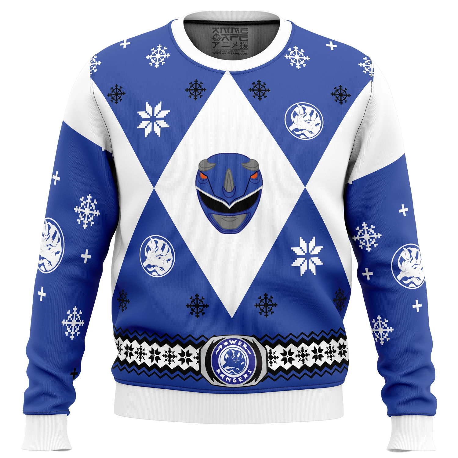 Mighty Morphin Power Rangers Blue Ugly Christmas Sweater 3 Mighty Morphin Power Rangers Blue Ugly Christmas Sweater