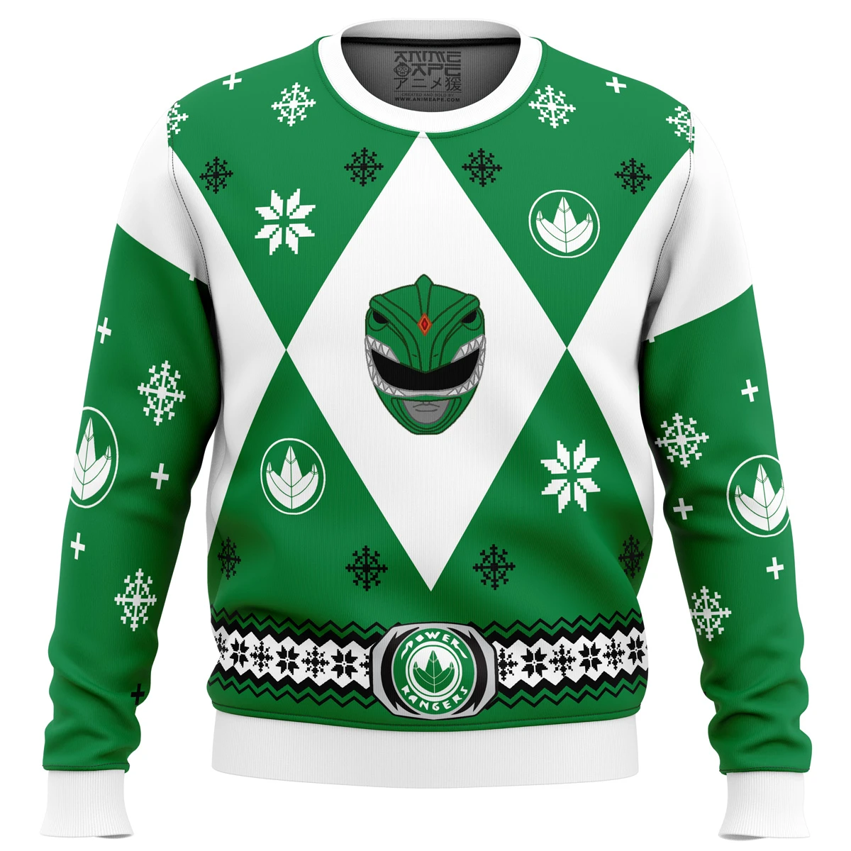 Mighty Morphin Power Rangers Green Ugly Christmas Sweater 3 Mighty Morphin Power Rangers Green Ugly Christmas Sweater