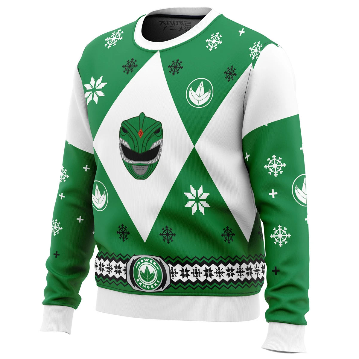 Mighty Morphin Power Rangers Green Ugly Christmas Sweater 4 Mighty Morphin Power Rangers Green Ugly Christmas Sweater - Image 2