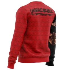 Unbreakable Red Riot My Hero Academia Ugly Christmas Sweater -Cheap Sweater Store Unbreakable Red Riot My Hero Academia men sweatshirt SIDE BACK mockup