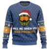 Wake Me When You Need Presents Halo Ugly Christmas Sweater -Cheap Sweater Store Wake Me When You Need Presents Halo men sweatshirt FRONT mockup