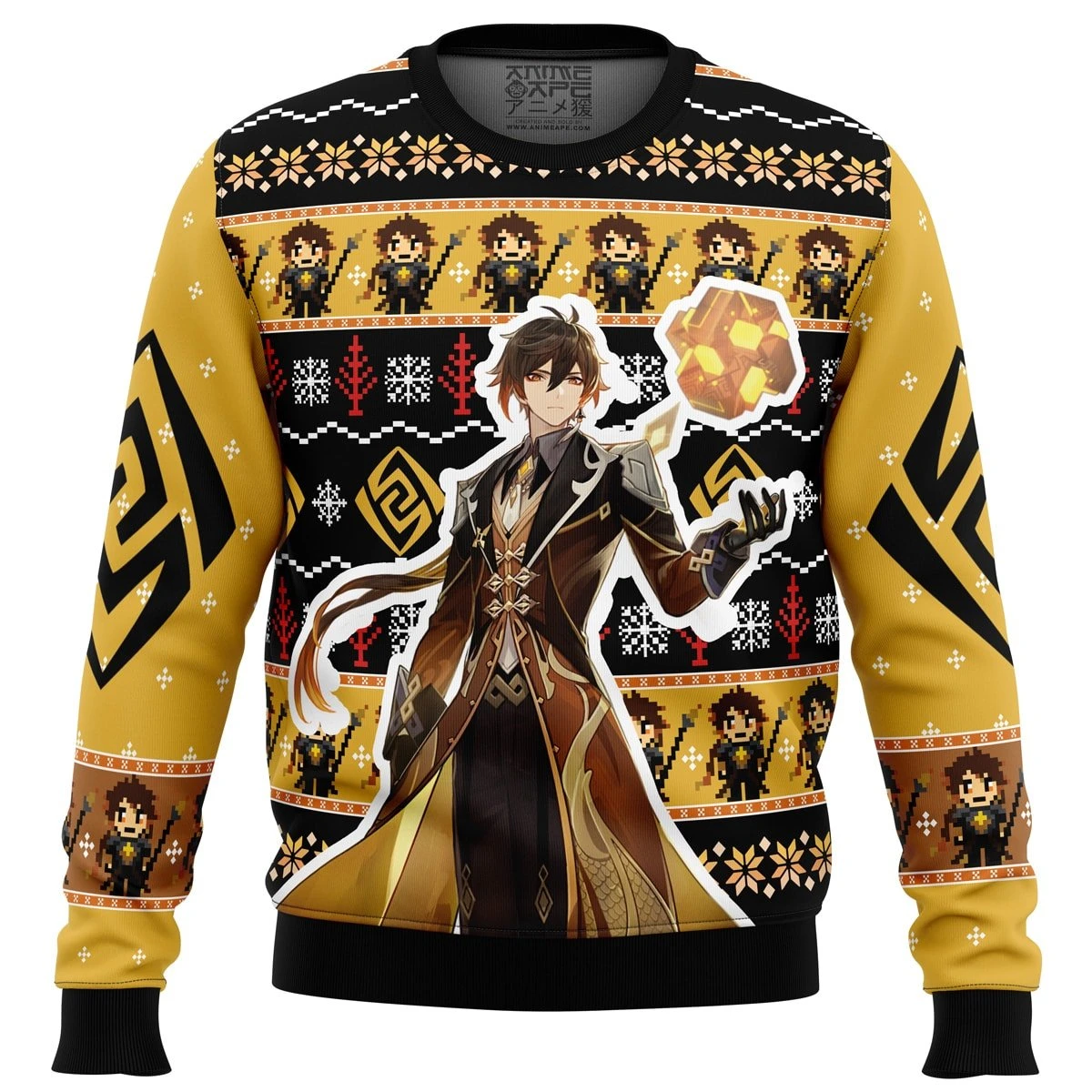 Zhongli Genshin Impact Ugly Christmas Sweater 3 Zhongli Genshin Impact Ugly Christmas Sweater